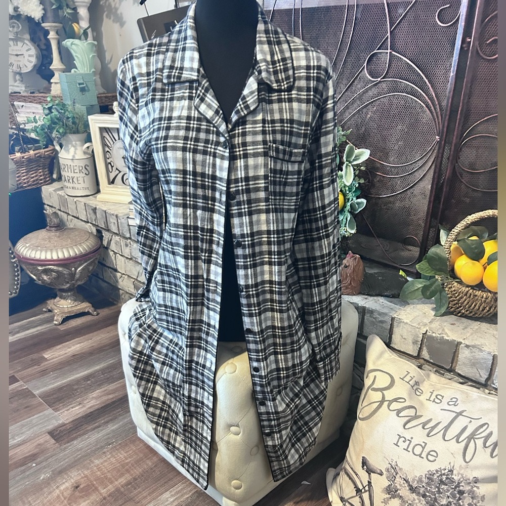 Telluride Clothing Women’s Long Sleeve Flannel Sleep Shirt Tartan Size a